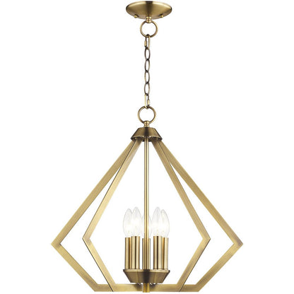 Antiqued Brass Five Light Metal Dimmable Chandelier With Shades HomeRoots