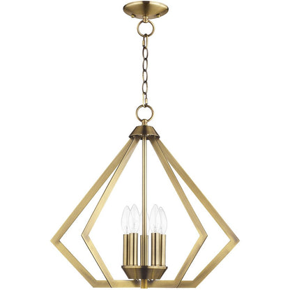 Antiqued Brass Five Light Metal Dimmable Chandelier With Shades HomeRoots
