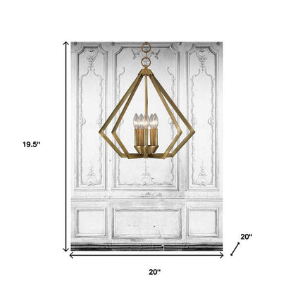 Antiqued Brass Five Light Metal Dimmable Chandelier With Shades HomeRoots