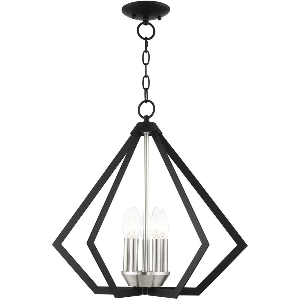 Black Five Light Metal Dimmable Chandelier With Shades HomeRoots