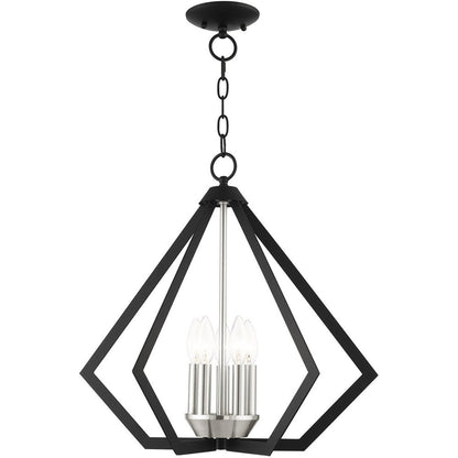 Black Five Light Metal Dimmable Chandelier With Shades HomeRoots
