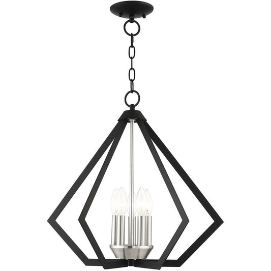 Black Five Light Metal Dimmable Chandelier With Shades HomeRoots
