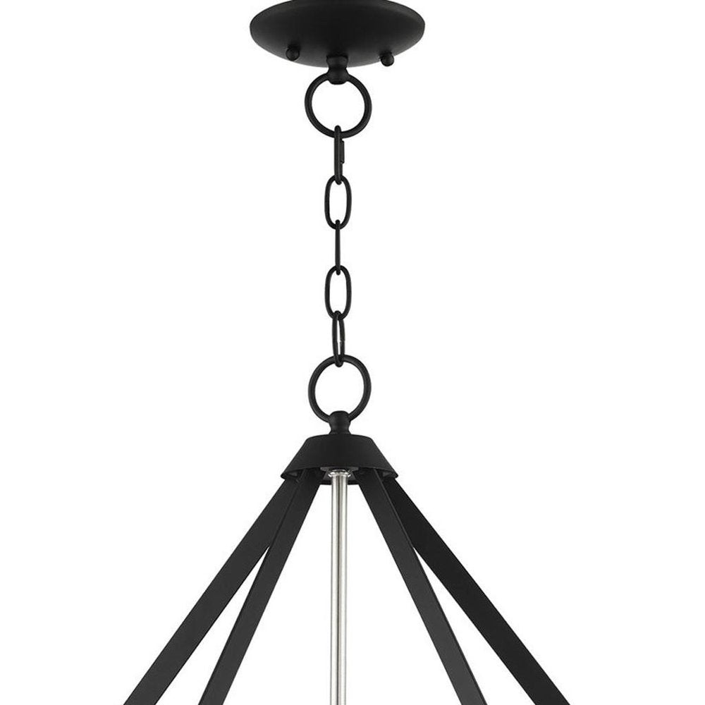 Black Five Light Metal Dimmable Chandelier With Shades HomeRoots
