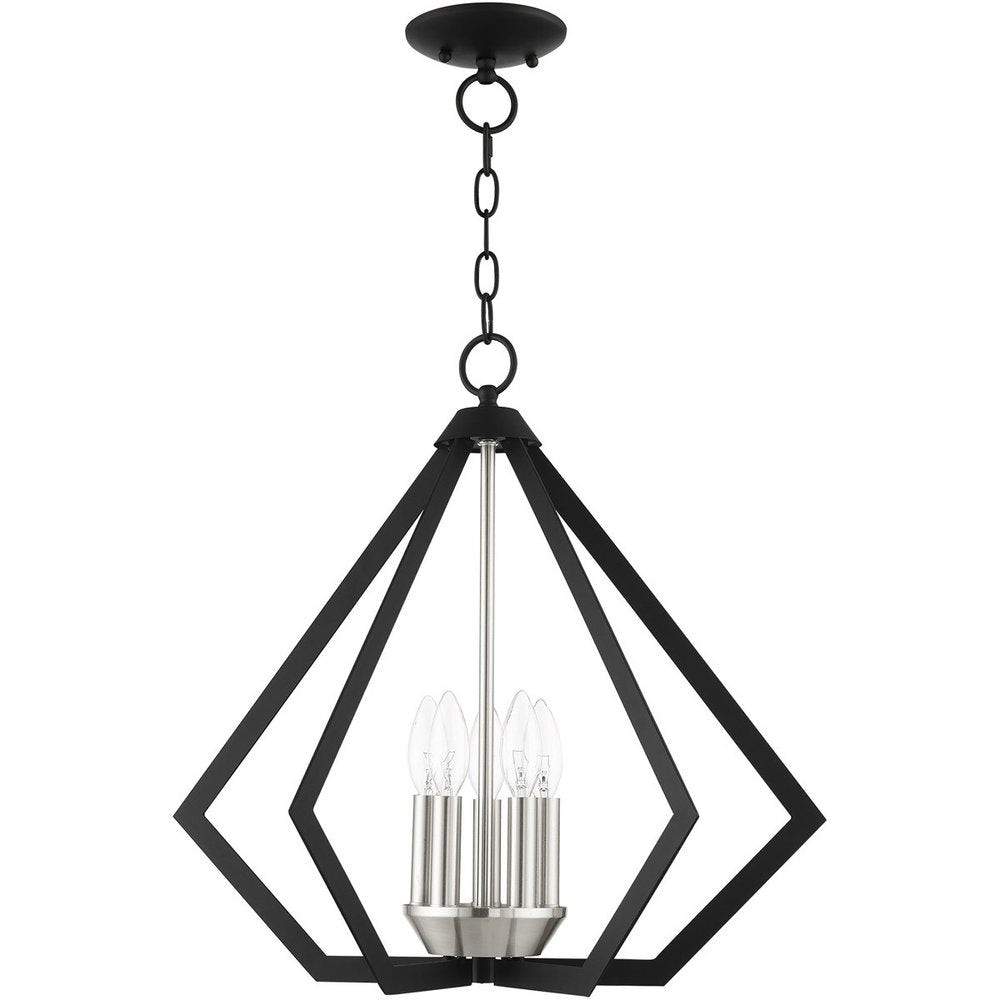 Black Five Light Metal Dimmable Chandelier With Shades HomeRoots