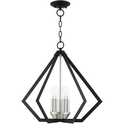 Black Five Light Metal Dimmable Chandelier With Shades HomeRoots