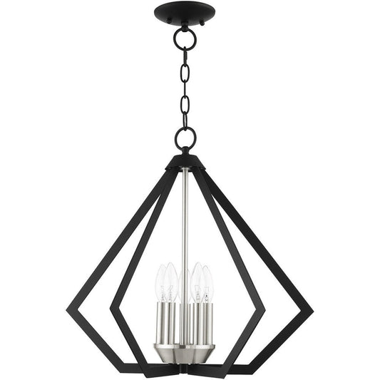 Black Five Light Metal Dimmable Chandelier With Shades HomeRoots
