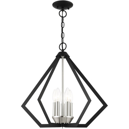 Black Five Light Metal Dimmable Chandelier With Shades HomeRoots