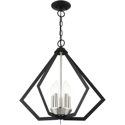 Black Five Light Metal Dimmable Chandelier With Shades HomeRoots