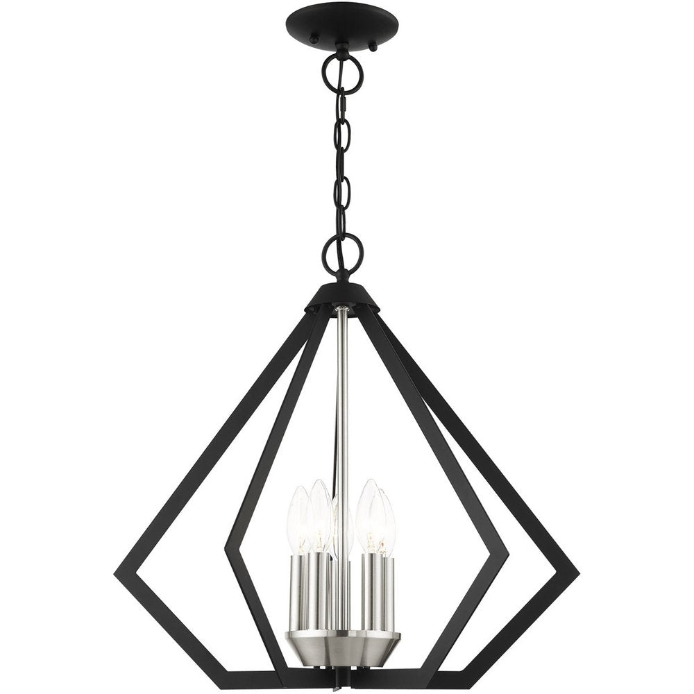 Black Five Light Metal Dimmable Chandelier With Shades HomeRoots