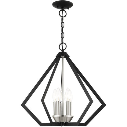 Black Five Light Metal Dimmable Chandelier With Shades HomeRoots