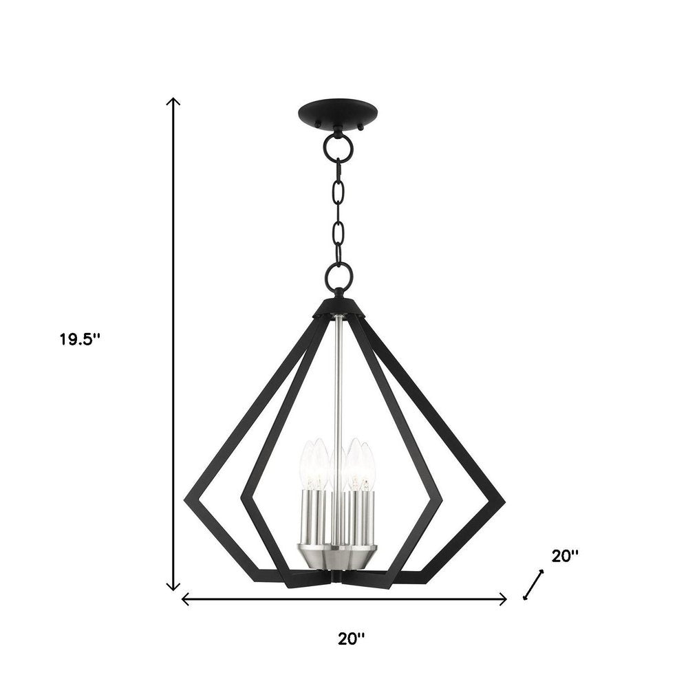 Black Five Light Metal Dimmable Chandelier With Shades HomeRoots