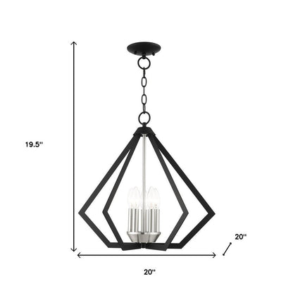 Black Five Light Metal Dimmable Chandelier With Shades HomeRoots