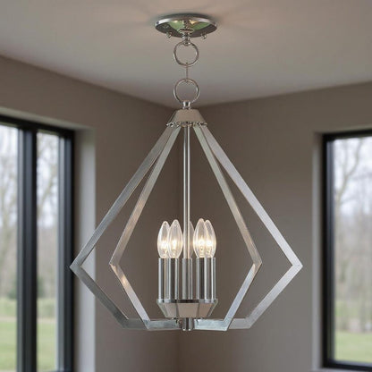 Silver Five Light Metal Dimmable Chandelier With Shades HomeRoots