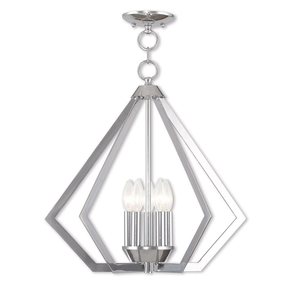 Silver Five Light Metal Dimmable Chandelier With Shades HomeRoots