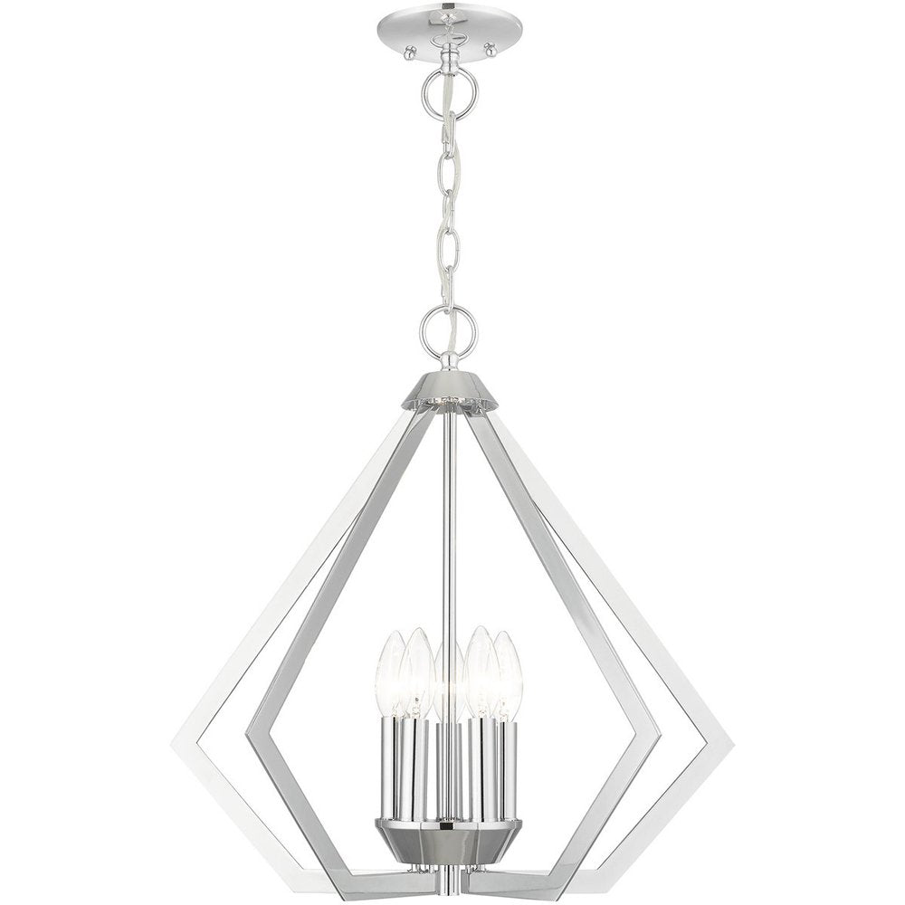 Silver Five Light Metal Dimmable Chandelier With Shades HomeRoots