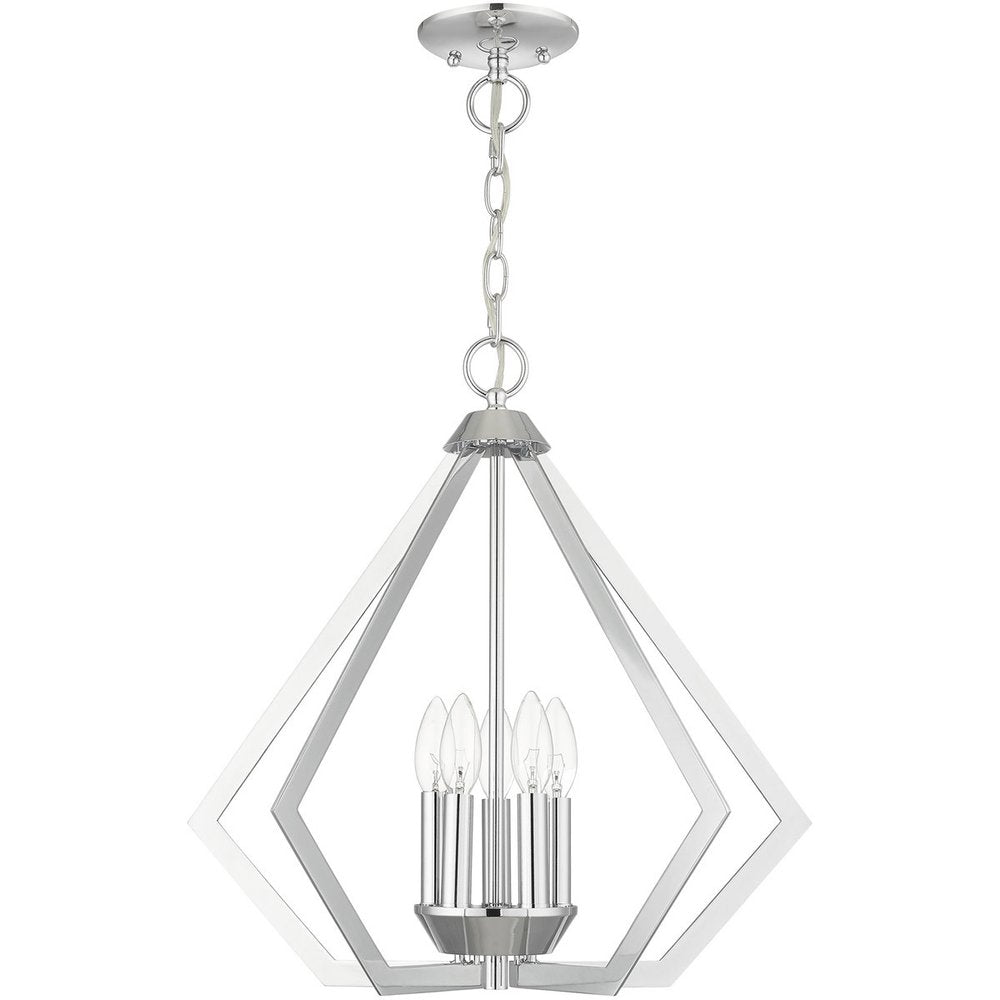 Silver Five Light Metal Dimmable Chandelier With Shades HomeRoots