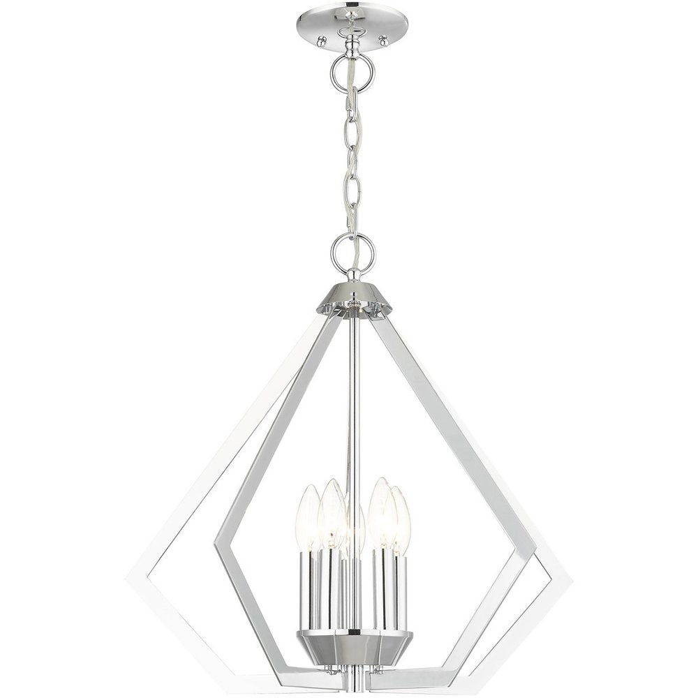 Silver Five Light Metal Dimmable Chandelier With Shades HomeRoots