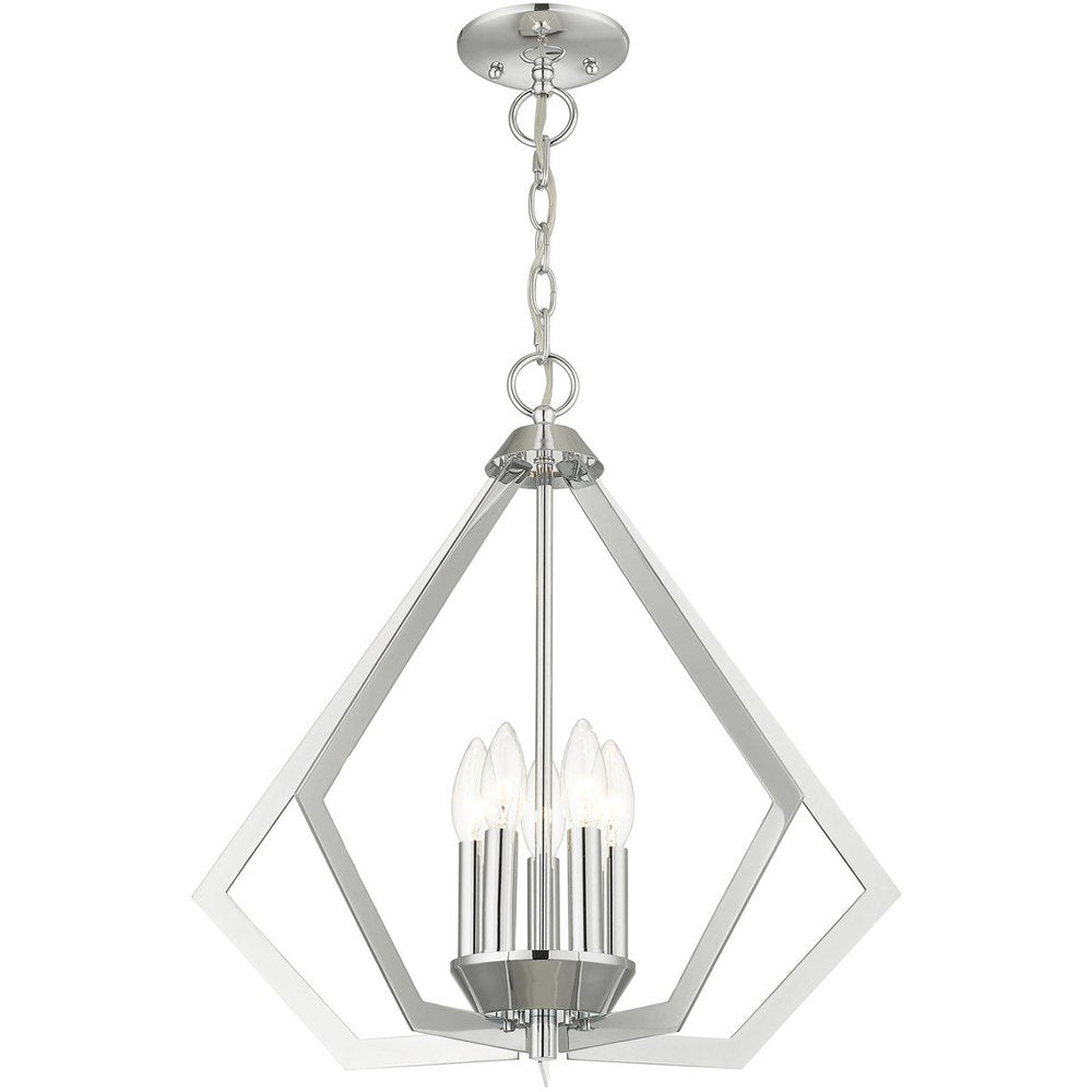 Silver Five Light Metal Dimmable Chandelier With Shades HomeRoots