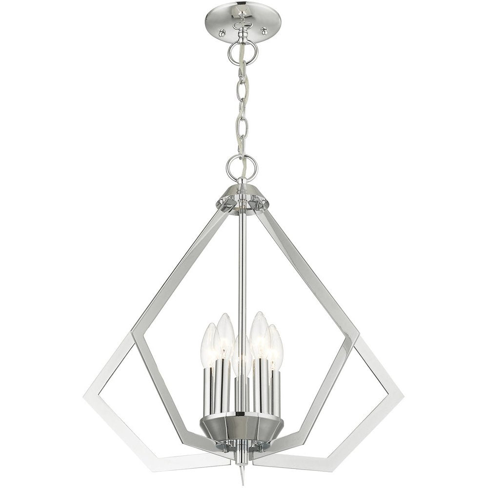 Silver Five Light Metal Dimmable Chandelier With Shades HomeRoots