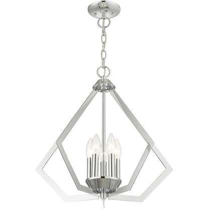 Silver Five Light Metal Dimmable Chandelier With Shades HomeRoots