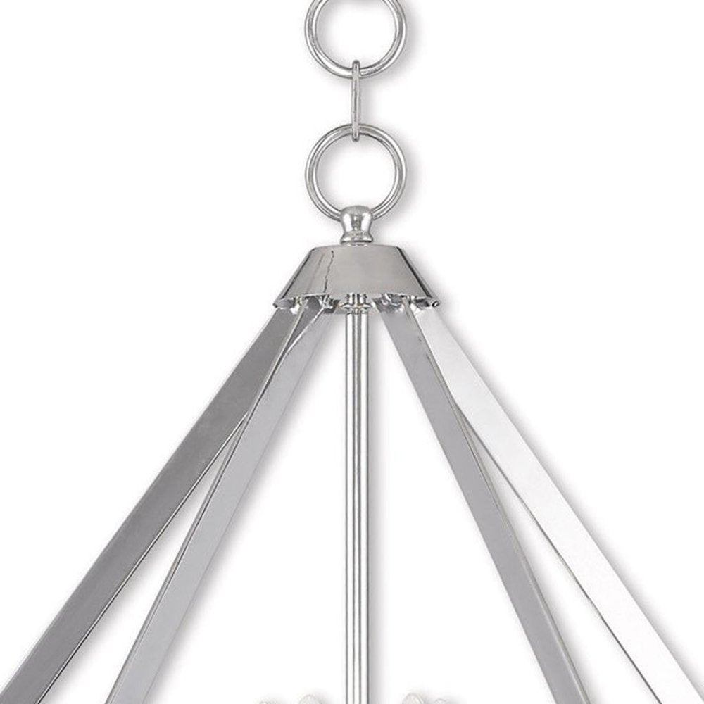 Silver Five Light Metal Dimmable Chandelier With Shades HomeRoots
