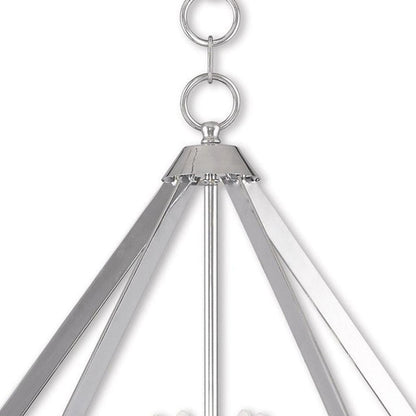 Silver Five Light Metal Dimmable Chandelier With Shades HomeRoots