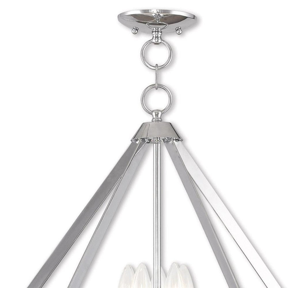Silver Five Light Metal Dimmable Chandelier With Shades HomeRoots