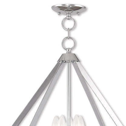 Silver Five Light Metal Dimmable Chandelier With Shades HomeRoots
