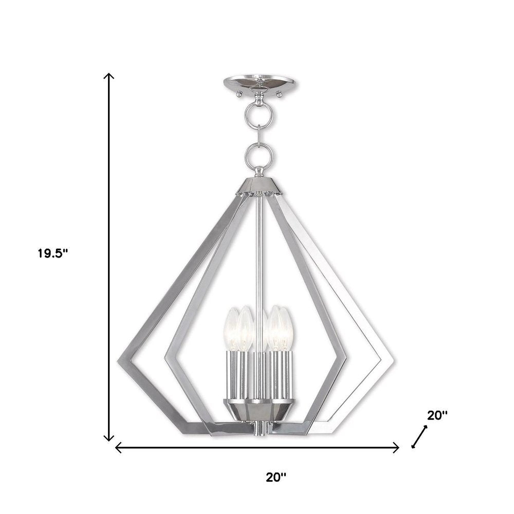 Silver Five Light Metal Dimmable Chandelier With Shades HomeRoots