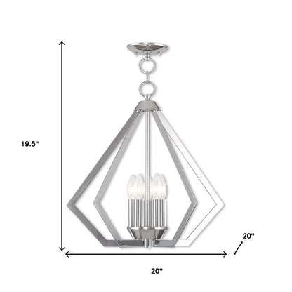 Silver Five Light Metal Dimmable Chandelier With Shades HomeRoots