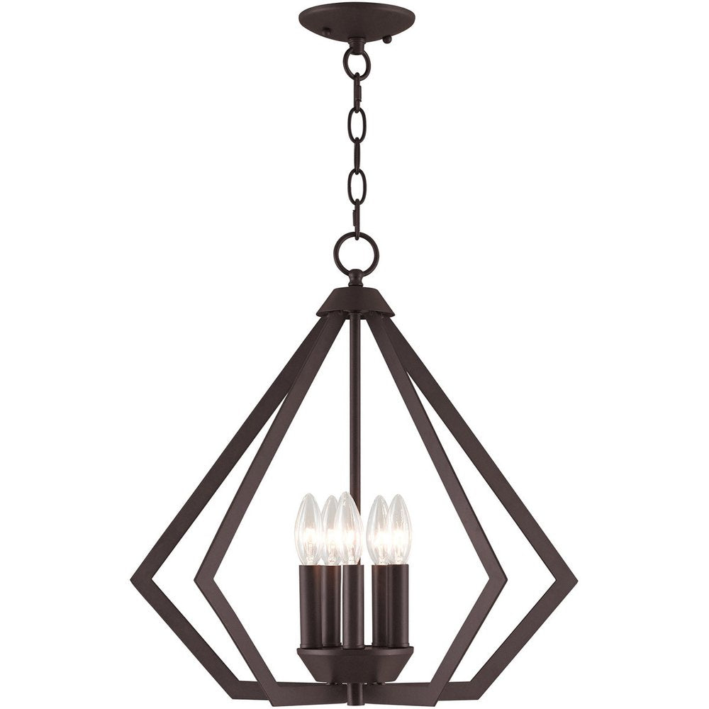 Bronze Five Light Metal Dimmable Chandelier With Shades HomeRoots