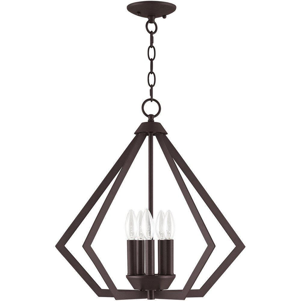 Bronze Five Light Metal Dimmable Chandelier With Shades HomeRoots