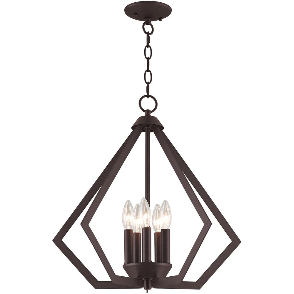 Bronze Five Light Metal Dimmable Chandelier With Shades HomeRoots