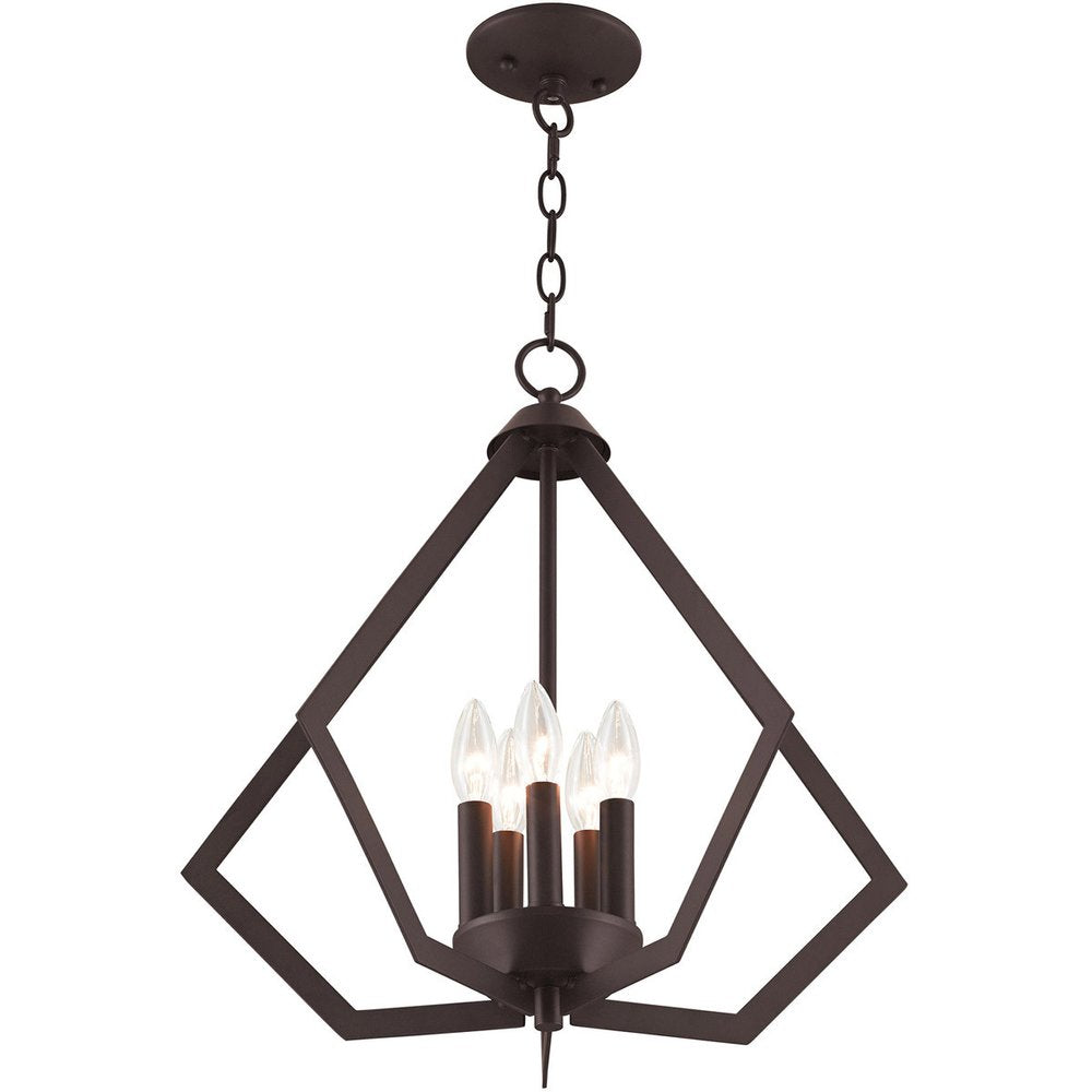 Bronze Five Light Metal Dimmable Chandelier With Shades HomeRoots
