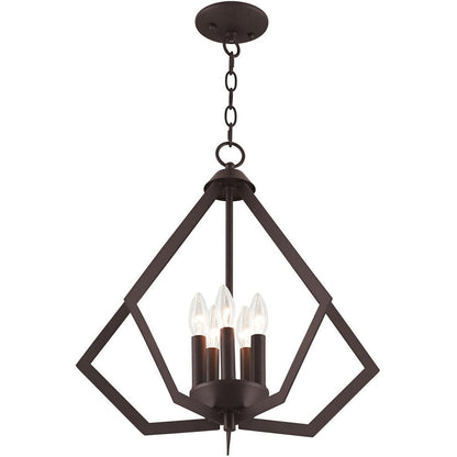 Bronze Five Light Metal Dimmable Chandelier With Shades HomeRoots
