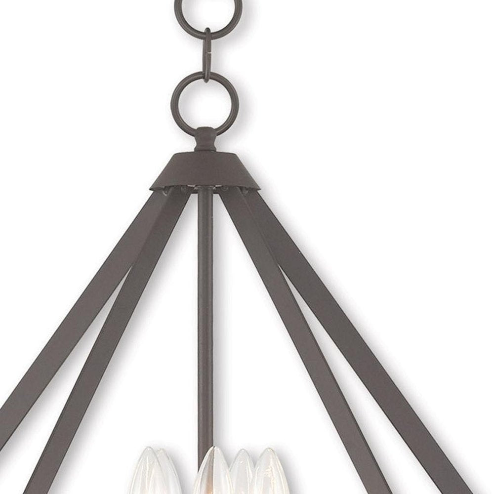 Bronze Five Light Metal Dimmable Chandelier With Shades HomeRoots