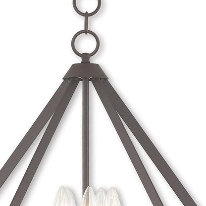 Bronze Five Light Metal Dimmable Chandelier With Shades HomeRoots