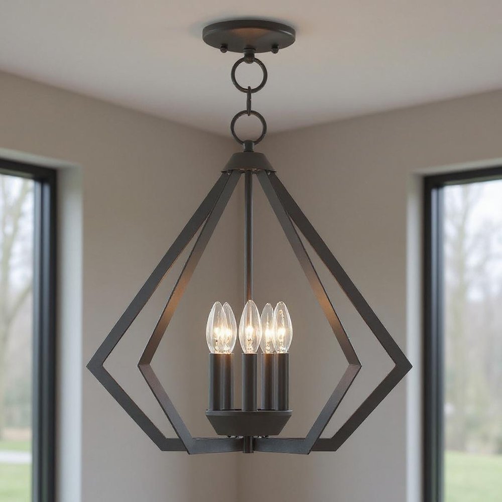 Bronze Five Light Metal Dimmable Chandelier With Shades HomeRoots