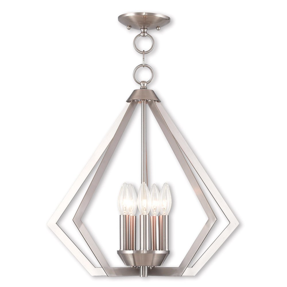 Nickel Five Light Metal Dimmable Chandelier With Shades HomeRoots