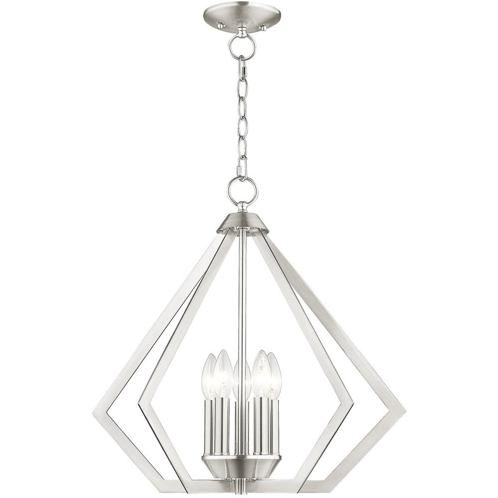 Nickel Five Light Metal Dimmable Chandelier With Shades HomeRoots