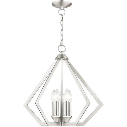 Nickel Five Light Metal Dimmable Chandelier With Shades HomeRoots