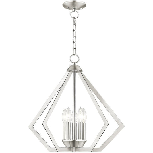 Nickel Five Light Metal Dimmable Chandelier With Shades HomeRoots