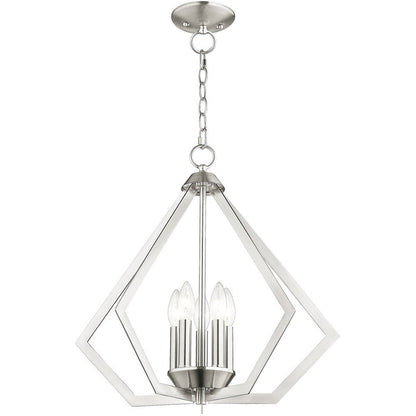 Nickel Five Light Metal Dimmable Chandelier With Shades HomeRoots