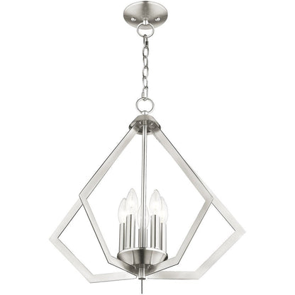 Nickel Five Light Metal Dimmable Chandelier With Shades HomeRoots