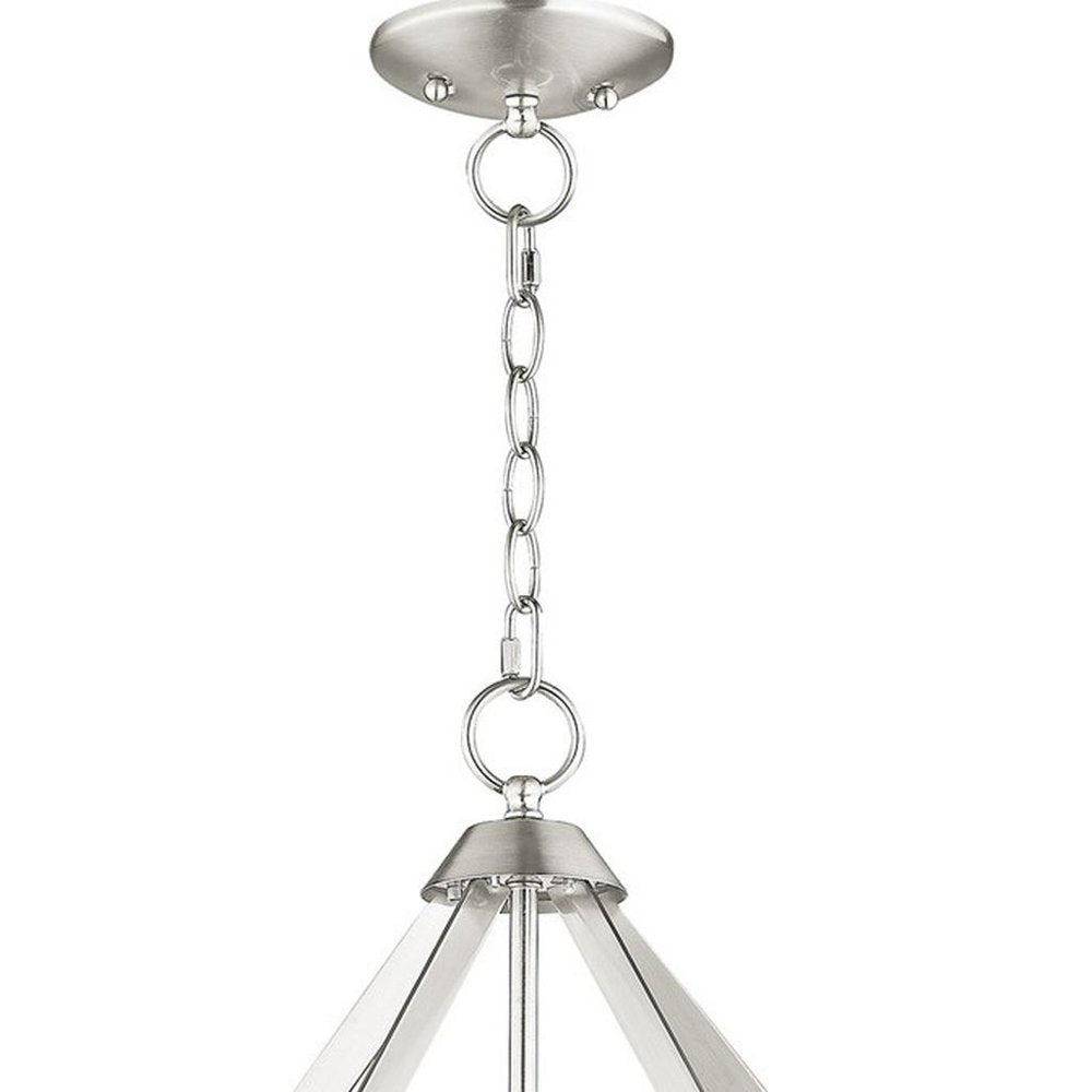 Nickel Five Light Metal Dimmable Chandelier With Shades HomeRoots