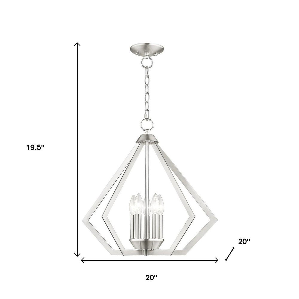 Nickel Five Light Metal Dimmable Chandelier With Shades HomeRoots