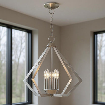 Nickel Five Light Metal Dimmable Chandelier With Shades HomeRoots
