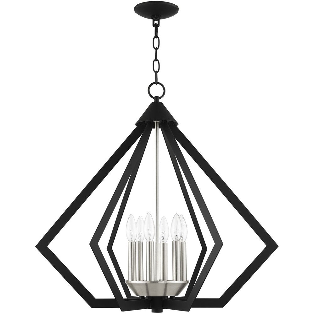 Black Six Light Metal Dimmable Chandelier With Shades HomeRoots