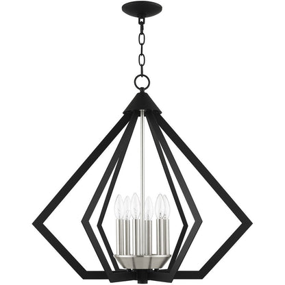 Black Six Light Metal Dimmable Chandelier With Shades HomeRoots