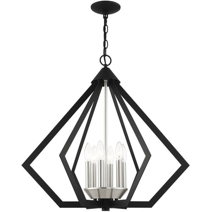 Black Six Light Metal Dimmable Chandelier With Shades HomeRoots